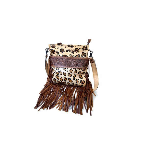 NEW AMERICAN DARLING Bag Tooled Large Leather Western Fringe Convertible - Picture 1 of 11